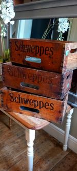 vintage original schweppes wooden storage crate.  .