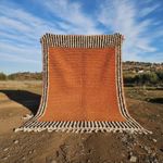 Handmade Orange Moroccan Rug – Terracotta Berber Wool, Boho Home Decor Carpet.