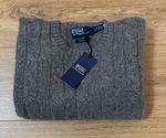 Polo Ralph Lauren Mens Grey Cable-Knit Cashmere Jumper Size S