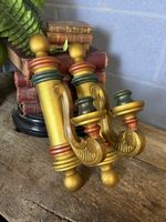 Vintage Antique Italian Gold Giltwood Sconces Wall Candlesticks Candelabra PAIR