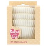 Baked w/Love 100Pack White Greaseproof Cupcake & Muffin Baking Cases