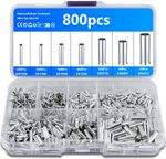 800 Pcs Wire Ferrules Kit, Non-Insulated Bootlace Ferrules, 10-22 AWG Uninsulate