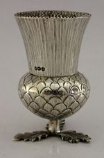 RARE WILLIAM IV STERLING SILVER SCOTTISH THISTLE POUNCE POT 1837 ANTIQUE 66g