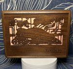 Vintage Japanese Laser-Cut Walnut Jewelry Box – Felt Lined – Made in Japan