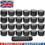 24X 17MM Black Wheel Nut Bolt Trims Studs Cover Caps For Audi VW BMW Benz Opel