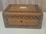 Antique Victorian Walnut Writing Slope Lap Desk Box Inlaid With Drawer