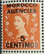 MOROCCO AGENCIES 1954 SG187 QEII 5c. ON ½d. ORANGE-RED - TUDOR CROWN WMK. - MNH