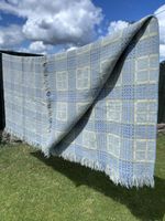 Vintage Welsh Wool Tapestry Blanket Caernarfon Portcullis Design 