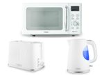 Tower Sonar White Kettle 2 Slice Toaster & 800W 20L Digital Microwave Set