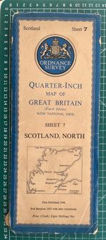 1946 Ordnance Survey Folding Quarter Inch Map of GB: Scotland North Sht 7