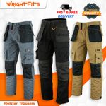 Men Cargo Combat Work Trousers Heavy Duty Holster & Knee Pads Pockets Trade Pant