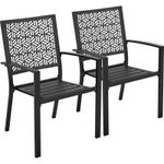 Yaheetech Outdoor Dining Chairs Set of 2 2, Ratten-patterned Black