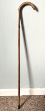 Vintage Kendall Walking Stick Cane Crook Handle & Hallmarked Silver Collar