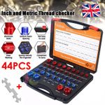 44x Inch&Metric Set Nut & Bolt Thread Checker Identifier Thread Gauges with Box