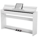 ♬Mustar Upright Digital Piano 88 Semi Weighted Keyboard Pedal Wooden Stand White