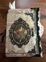 Vintage Junk Journal with Authentic The Red Boy Bronze Frame on Cover Handmade 
