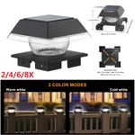 4Pack LED Solar Powered Deck Post Lights Garden Cap Square Landscape Fence Lamps