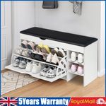 Modern Shoe Bench Shoe Cabinet with Seat Storage & Flip-up Drawer & Side Vhjadbr