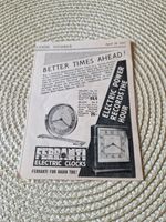 Ferranti Electric Clocks Original 1937 Magazine Advert