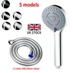 Bath High Pressure Shower Head 5 Mode LARGE Chrome Handset Head Water Saving UK