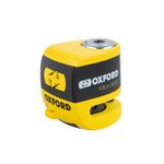Oxford Scoot XA5 Scooter Disc Lock Alarm 5mm Pin Moped Reminder Yellow Black