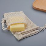 3-PCS Drawstring Exfoliating Soap Bags Foaming Net Saver Pouch for Bath Shower