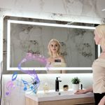 LUVODI 800-1600mm Bluetooth LED Bathroom Mirror Front & Backlit Digital display