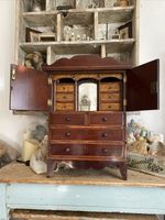 Antique Apprentice Piece C19th Regency Linen Press With Fitted Interior As Found