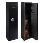 5 Gun Cabinet Vertical Rifle Gun Safe Steel, Digital Lock Floor Wall Mounting