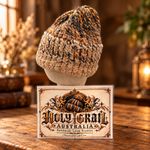 Handmade Loom Knit Beanie Pom Pom Winter Hat Unisex Black Pastel