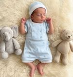 Premature Baby Boy Romper Suit Hat Tiny Early Prem BLUE