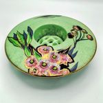 Carlton Ware Gum Tree pattern flat-rimmed posy or floating flower bowl with frog