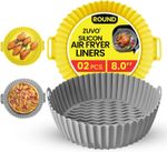 Zuvo Silicone Air Fryer Liners 20cm 8in Round 2 Pack Reusable Inserts