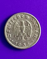 1935-G  Germany Third Reich 50 Pfennig Coin Aluminium XF-40 Extremely Fine