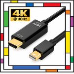 Mini DisplayPort to HDMI Cable, 1.8m 4k@30Hz Thunderbolt 3 *NOT A FAKE UK SELLER