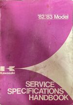 Original Factory Kawasaki Service Specifications Handbook For 1982-1983 Models 