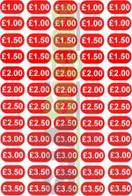 120 X ICE CREAM BURGER VAN Price Stickers - Catering Prices - Red Vinyl Stickers