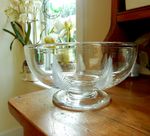 Art Deco Crystal Serving Pedestal Bowl Mouth Blown Crystal Engraved Ferns 20cm