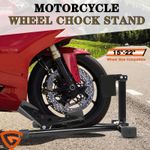 MOTORCYCLE WHEEL CHOCK STAND BIKE FRONT WHEEL PADDOCK MOTORBIKE PARKING 15-22''