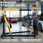 2 Ton Hydraulic Folding Engine Crane RocwooD Hoist Lift Stand 2000kg Garage