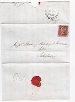 1844 QV FOUR MARGIN 1d PENNY RED STAMP B-J ANDOVER MX MALTESE CROSS ON ENTIRE