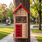 Wooden Insect Hotel Hanging Bee Bug House Nest Box Habitat for Garden Ladybird