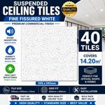 Suspended Ceiling Fine ND Fissured 595mm x 595mm 40 Tiles Pack 14.4m2 600 x 600