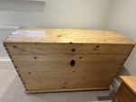 Vintage Pine Chest Antique Wooden Storage Trunk, Blanket Box Dome Top