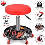 Rolling Mechanic Stool Adjustable Garage Seat 330 lbs Load with Wheels
