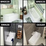 Bathroom Gloss White Single Double Ended Bath tub Straight Acrylic Square Screen