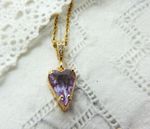 💗 Vintage Art Deco Inspired Lilac Gold Heart Pendant Necklace
