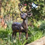 Stunning Standing Buck Deer Statue Garden Sculpture - Aluminium Outdoor Ornament
