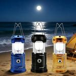Solar LED Rechargeable Collapsible Camping Light Outdoor Portable USB Night Lamp