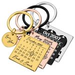 Personalised Date Calendar Keychain Valentine Anniversary Keyring Gift Engraved